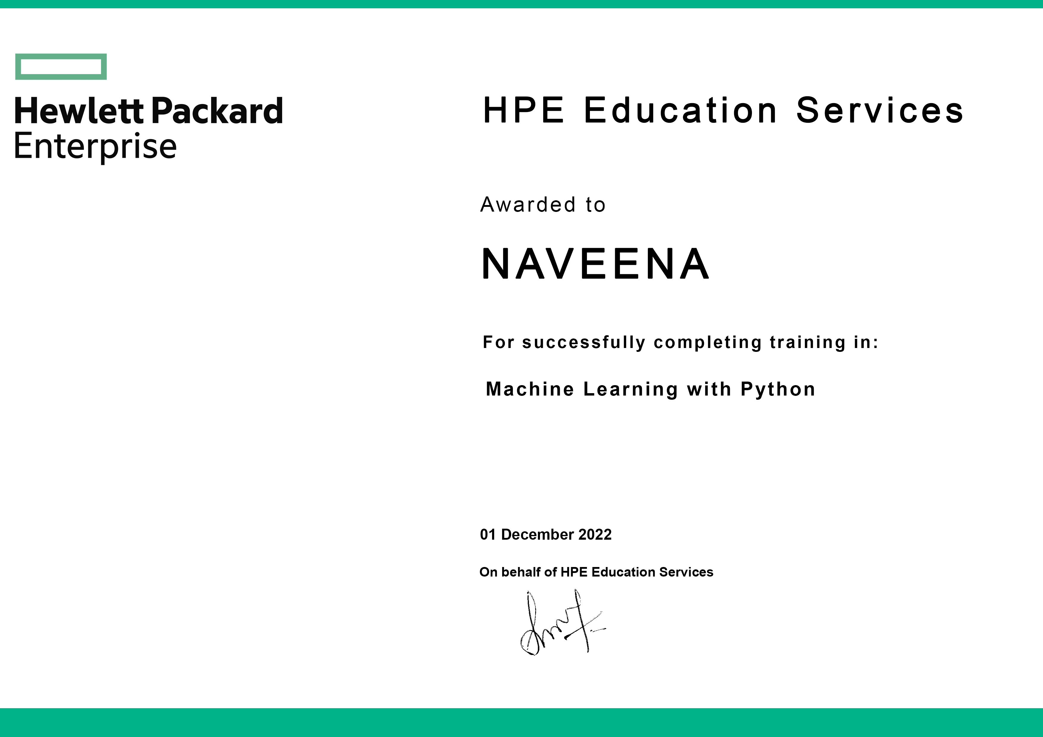 machine learning course certificate