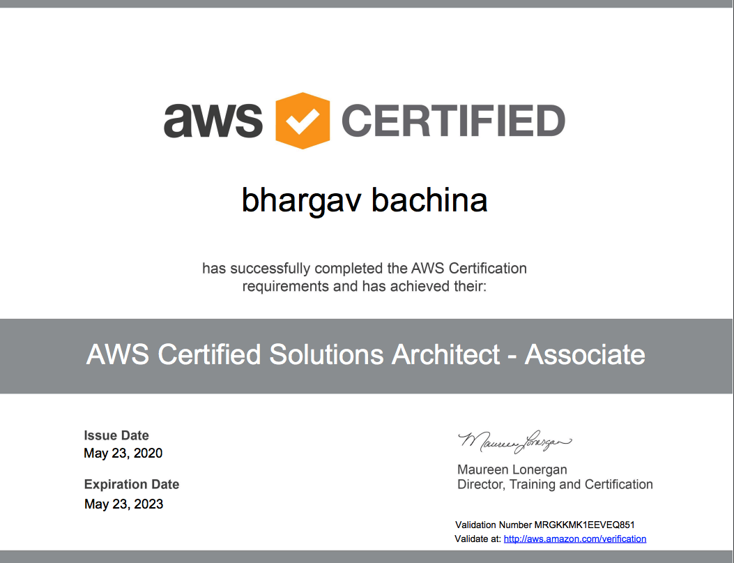 aws course certificate