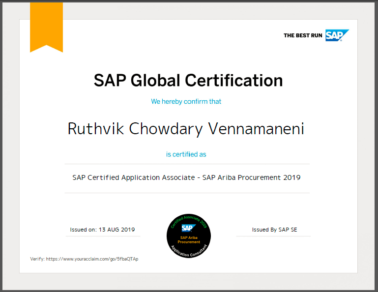 sap mm course certificate