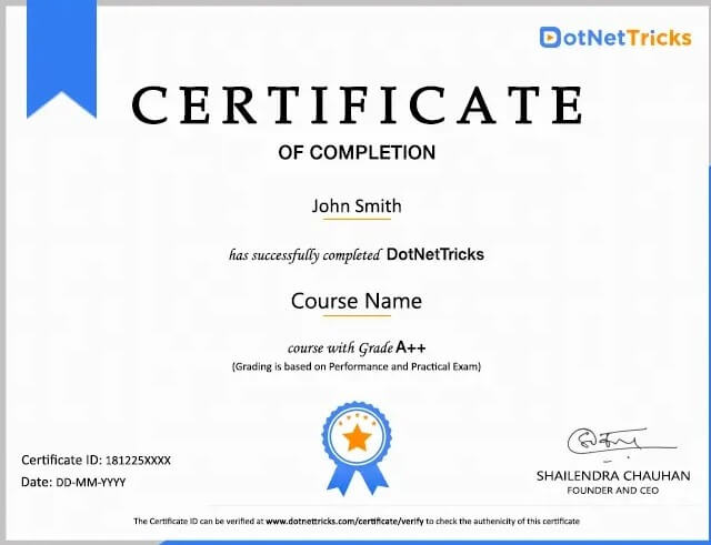 dotnet course certificate