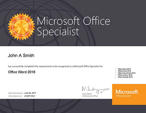 ms office certification