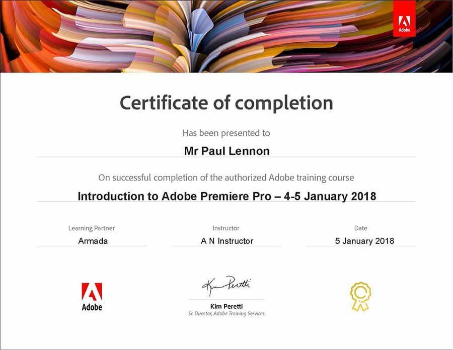 video editing course certificate