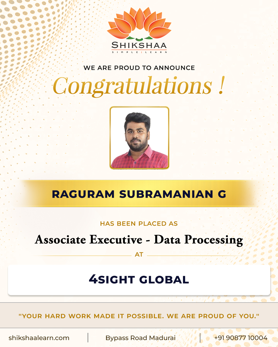 G Raguram Subramanian — Data Analyst at 4Sight Global